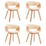 vidaXL Chaises à manger lot de 4 crème bois courbé et similicuir