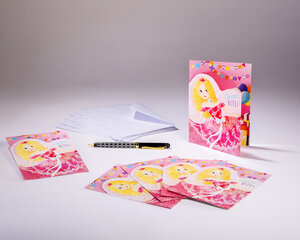 Sachet de 6 cartes doubles d'invitation d'anniversaire enfant et 6 enveloppes
