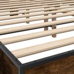 vidaXL Cadre de lit chêne fumé 150x200 cm bois d'ingénierie et métal