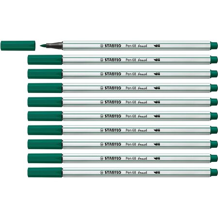 Feutre pen 68 brush pointe pinceau vert pin x 10 stabilo