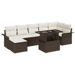 vidaXL Ensemble de 8 Pièces de Canapés de Jardin avec Coussins Marron Poly Rotin