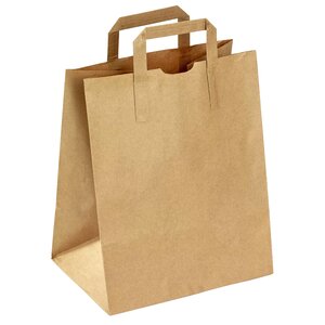 Sac en papier kraft brun avec poignées plates – vendu par 250 unités - 32 x 12 x 40 cm - Bulteau Systems