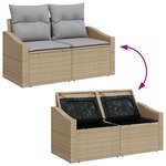 vidaXL Ensemble de canapé de jardin 6 pièces avec coussins Beige Poly Rotin