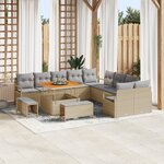 Ensemble de canapé de jardin de 13 pièces vidaXL avec coussins beige poly rotin