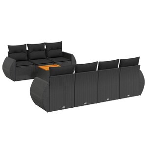 vidaXL Salon de jardin 8 Pièces avec coussins noir résine tressée