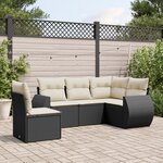 vidaXL Salon de jardin 5 Pièces avec coussins noir résine tressée