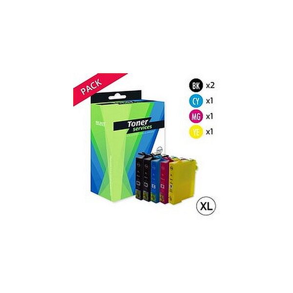 Compatible Epson T1306 Pack de 5 cartouches d'encre noires et couleurs XL (Cerf)