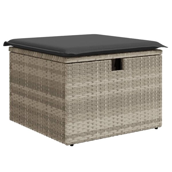 vidaXL Tabouret de jardin coussin gris clair 55x55x37cm résine tressée