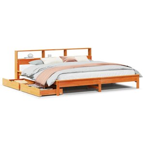 vidaXL Lit bibliothèque sans matelas cire marron 200x200 cm pin massif