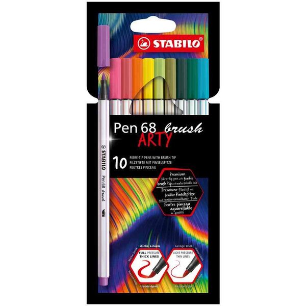 Etui de 10 feutres pinceau pen 68 brush arty stabilo