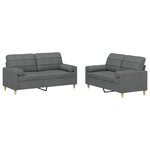 vidaXL Ensemble de canapés 2 Pièces coussins gris foncé tissu