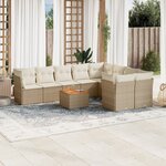 vidaXL Salon de jardin avec coussins 10 Pièces beige résine tressée