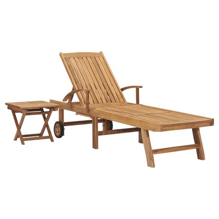 vidaXL Chaise longue avec table Bois de teck solide