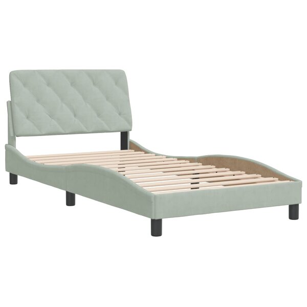 vidaXL Cadre de lit avec tête de lit Gris clair 100x200 cm Velours
