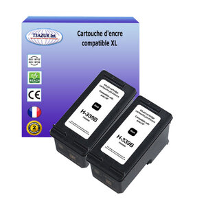 1+1 Cartouches compatibles avec HP OfficeJet 7313, 7408, 7410, 7410xi, 7413, K7100, K7103, K7108 remplace HP 339 (C8767EE) Noire 25ml - T3AZUR