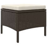 vidaXL Canapé de jardin 2 places avec table et tabourets marron rotin