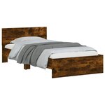 vidaXL Cadre de lit tête de lit et lumières LED chêne fumé 100x200 cm