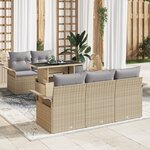 vidaXL Ensemble de canapés de jardin 6 pièces avec coussins beige en résine tressée