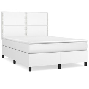 vidaXL Sommier à lattes de lit avec matelas Blanc 140x200cm Similicuir