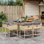 vidaXL Ensemble à manger de jardin et coussins 9 Pièces mélange beige