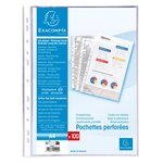Etui Carton De 100 Pochettes Perforées Polypropylène Lisse 6/100e - A4 - Cristal - Exacompta