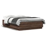 vidaXL Cadre de lit avec lumières LED chêne marron 140x200 cm