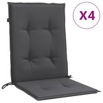 vidaXL Coussins de chaise à dossier bas lot de 4 anthracite mélangé