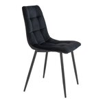 2 chaises de salle à manger en velours polyester noir avec pieds noirs