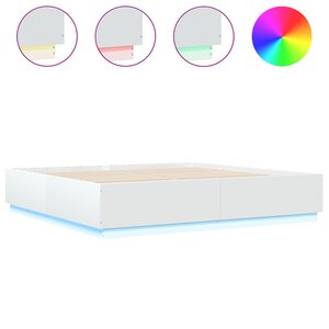 vidaXL Cadre de lit avec lumières LED blanc 180x200 cm bois ingénierie