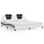vidaXL Cadre de lit avec lumières LED blanc noir 200x200 cm similicuir