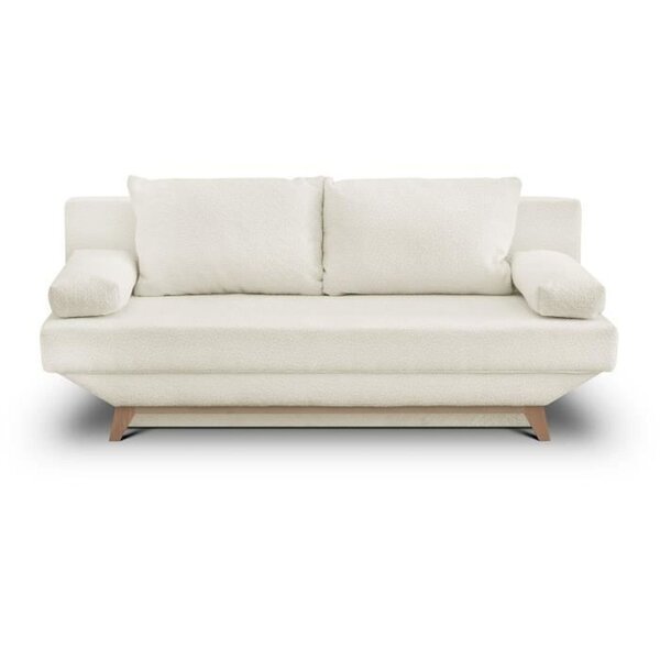 Banquette convertible 3 places TEIJO - Tissu bouclette beige - Coffre de rangement - 187 x 91x 82 cm