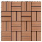 vidaXL Carreau de terrasse 11 Pièces WPC 30 x 30 cm 1 m² Marron