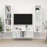 vidaXL Ensemble de meuble TV 3 Pièces Blanc Aggloméré