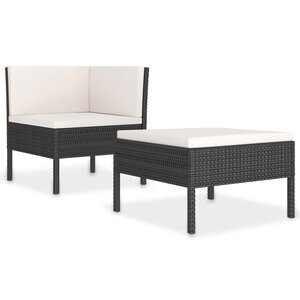 Salon de jardin meuble d'extérieur ensemble de mobilier 2 pièces avec coussins résine tressée noir 02_0015906