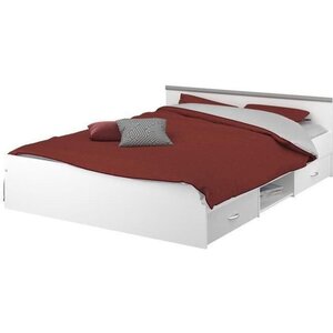 Lit adulte contemporain blanc mat 140 x 200 cm