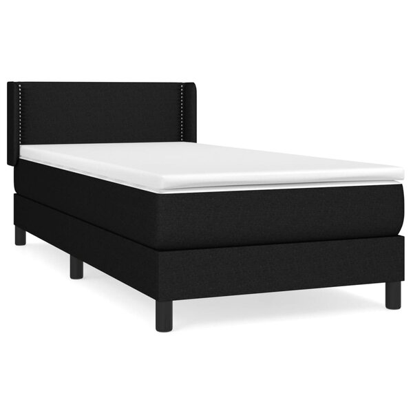 vidaXL Sommier à lattes de lit avec matelas Noir 90x200 cm Tissu