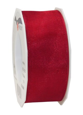 Organza four seasons 25-m-rouleau 40 mm  rouge feu laitonné