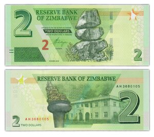 Billet de Collection 2 Dollars 2019 Zimbabwe - Neuf - PW101