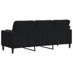 vidaXL Canapé 3 places avec oreillers décoratifs noir 180 cm velours