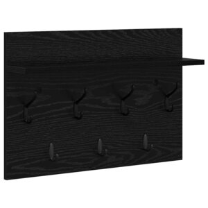 vidaXL Porte-manteau mural avec étagère Chêne noir 60 x 40 x 12 cm