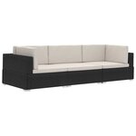 vidaXL Salon de jardin 3 Pièces avec coussins résine tressée noir