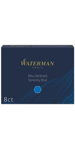 Waterman boîte de 8 cartouches longues couleur bleu sérénité effaçable pour stylo plume