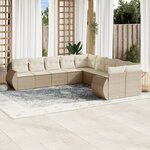 vidaXL Salon de jardin avec coussins 10 Pièces beige résine tressée
