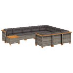 vidaXL Salon de jardin 11 Pièces avec coussins gris résine tressée