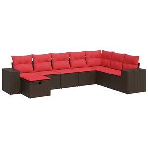vidaXL Salon de jardin 8 Pièces avec coussins marron résine tressée