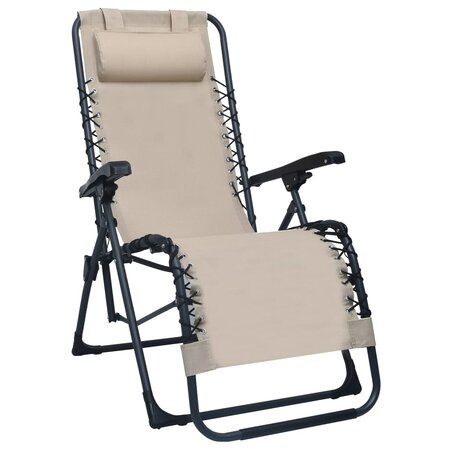 vidaXL Chaise pliable de terrasse Crème Textilène