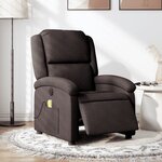 vidaXL Fauteuil de massage inclinable électrique Marron foncé Tissu