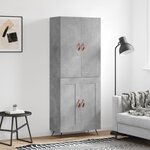 vidaXL Buffet haut Gris béton 69 5x34x180 cm Bois d'ingénierie