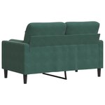 vidaXL Canapé 2 places avec oreillers vert foncé 120 cm velours