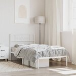 vidaXL Cadre de lit métal avec tête de lit blanc 107x203 cm